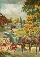 Load image into Gallery viewer, Antique 1910's AN AUTUMN DRIVE Lithograph, Print, Gibson Girl, Carriage