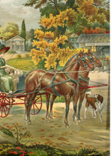 Load image into Gallery viewer, Antique 1910's AN AUTUMN DRIVE Lithograph, Print, Gibson Girl, Carriage