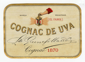 Antique, Unused COGNAC DE UVA LABEL SET, Lantern, Alcohol, Brandy