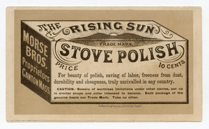 Antique 1880's RISING SUN STOVE POLISH Trade Card Pamphlet, Household Cleaner