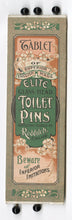 Load image into Gallery viewer, Antique 1900's ELITE TOILET PIN TABLET, Edwardian Glass Hat Pins, Vintage Fashion