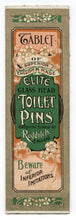 Load image into Gallery viewer, Antique 1900's ELITE TOILET PIN TABLET, Edwardian Glass Hat Pins, Vintage Fashion
