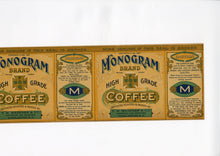 Load image into Gallery viewer, Early 1900's Monogram Brand Coffee Label Set of Two, FW Wagner Roasters
