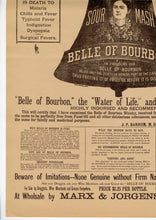 Load image into Gallery viewer, 1888 Belle of Bourbon Sour Mash Large Broadside, One Page Advertisement, Morning Oregonian Newspaper