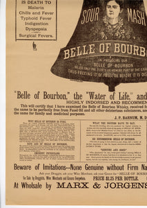 1888 Belle of Bourbon Sour Mash Large Broadside, One Page Advertisement, Morning Oregonian Newspaper