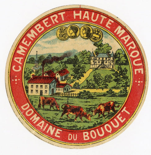 001 Antique, Unused, French Camembert Haute Marque Cheese Label, Factory, Two Available