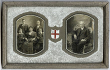 Load image into Gallery viewer, Victorian Framed Double Sided Family Portrait with Family Crest, Silver Mat