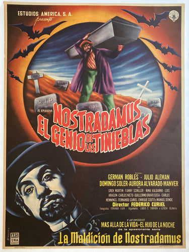 Mexican Movie POSTER, “Nostradamus El Genio Tinieblas” || Linen Mounted