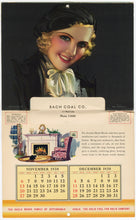 Load image into Gallery viewer, 1938 BACH COAL Promotional Advertising Calendar, Christmas Cover