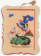 Load image into Gallery viewer, Vintage Mary Had a Little Lamb Die-Cut Poster, Nursery Rhyme Felted Pochoir Print