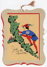 Load image into Gallery viewer, Vintage Jack and the Beanstalk Die-Cut Poster, Nursery Rhyme Felted Pochoir Print