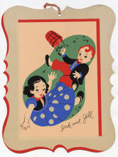 Load image into Gallery viewer, Vintage Jack &amp; Jill Die-Cut Poster, Nursery Rhyme Felted Pochoir Print