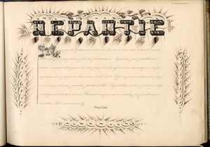 Original 1840's HAND DRAWN French Calligraphic, Penmanship Album PDF ONLY, 32 Original Leaves, Bound Book