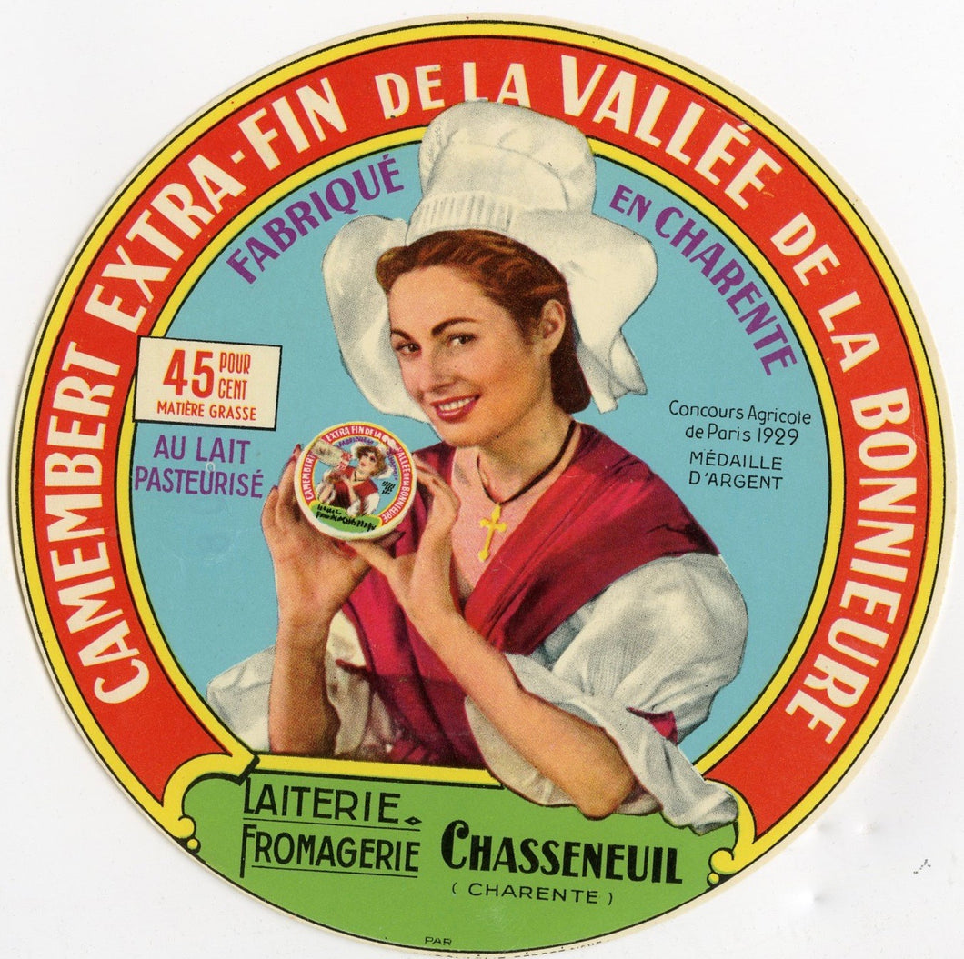 Antique, Unused, French Chasseneuil Fromagerie Camembert Cheese Label