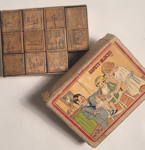 1920's SAFETY-BLOCK Mini Children's Toy Block Set, Hal-Sam, Original Box\
