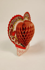Antique BEISTLE VALENTINE'S DAY Honeycomb Card, Heart, Holiday