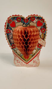 Antique BEISTLE VALENTINE'S DAY Honeycomb Heart Card