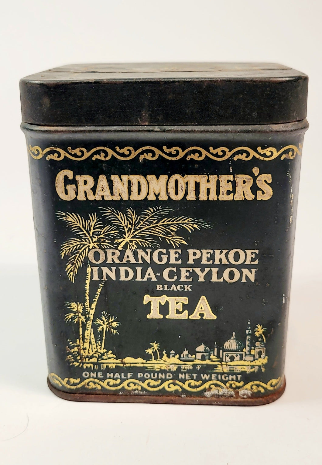 Antique 1920's GRANDMOTHER'S Orange Pekoe, India-Ceylon TEA TIN, Empty