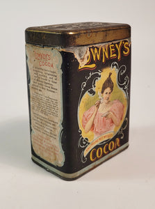 Antique 1910's LOWNEY’S COCOA Tin, Vintage Hot Chocolate, Paper Label