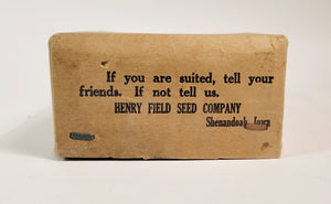 Antique Henry Field Seed Co. SEED PACKET BOX, Cardboard, Farming, Gardening