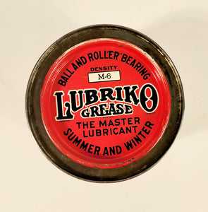 Antique 1920's-1930's LUBRIKO Industrial, Automotive Grease Tin, EMPTY