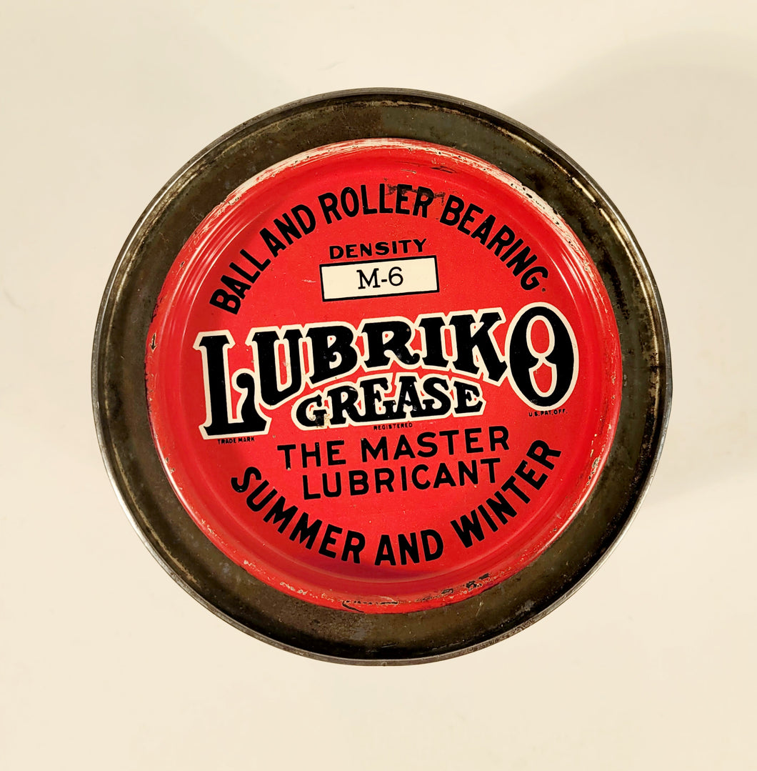 Antique 1920's-1930's LUBRIKO Industrial, Automotive Grease Tin, EMPTY
