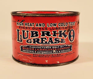 Antique 1920's-1930's LUBRIKO Industrial, Automotive Grease Tin, EMPTY