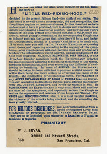 Victorian Dr. Jayne's Liniment, Quack Medicine Trade Card || Red Riding Hood