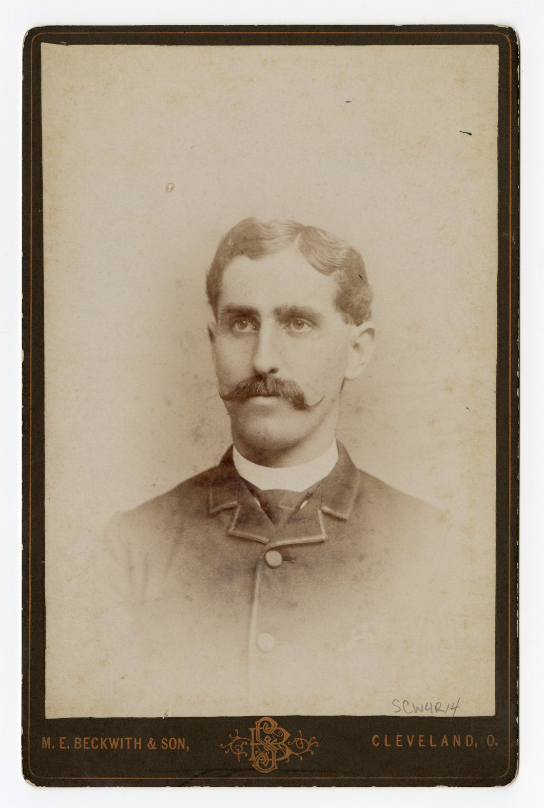 Victorian Cabinet Card, Man with Curled Mustache || Cleveland, Ohio