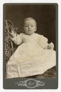 Victorian Cabinet Card, Small Baby in White Gown || Ogden, Utah