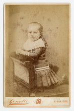 Load image into Gallery viewer, Victorian Cabinet Card, Young Girl in Large Collar, Halloween || Sioux City, IA