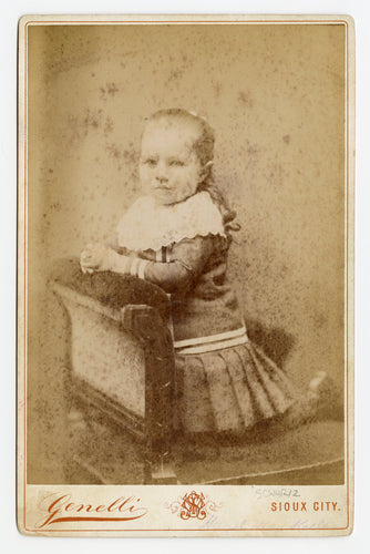 Victorian Cabinet Card, Young Girl in Large Collar, Halloween || Sioux City, IA