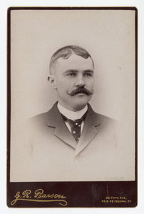 Victorian Cabinet Card, Man with Curly Mustache || Pittsburg, PA