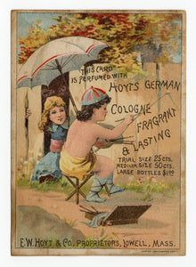 Victorian Hoyt's German Cologne, Perfume Trade Card || Children Painting