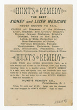 Load image into Gallery viewer, Victorian Hunt&#39;s Remedy Kidney &amp; Liver, Quack Medicine Trade Card