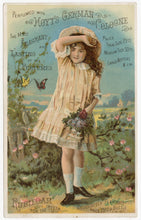 Load image into Gallery viewer, Victorian Hoyt&#39;s German Cologne, Perfume Trade Card || Girl &amp; Butterflies
