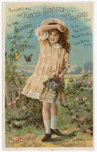 Victorian Hoyt's German Cologne, Perfume Trade Card || Girl & Butterflies