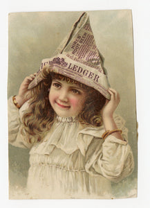 Victorian Hire's Cough Cure, Quack Medicine Trade Card || Newspaper Hat