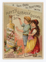 Load image into Gallery viewer, Victorian Hoyt&#39;s German Cologne, Perfume Trade Card || Children Writing