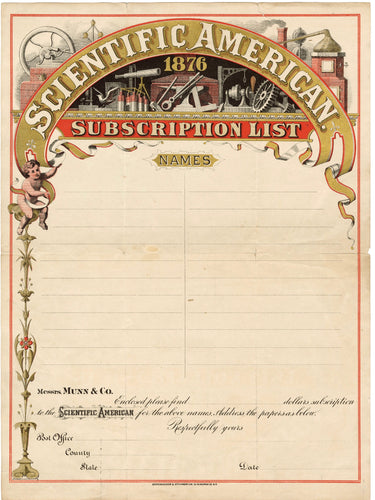1876 SCIENTIFIC AMERICAN MAGAZINE SUBSCRIPTION LIST, Bank Letterhead