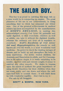 Victorian Scott's Emulsion, Quack Medicine Trade Card || Sailor Boy, Fish