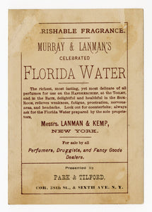 Victorian Murray & Lanman Florida Water Perfume Trade Card || Cherub, Rose