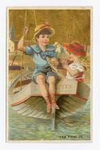 Load image into Gallery viewer, Victorian French Trade Card Advertising Clothing || Children on Boat