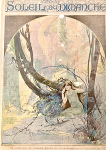 1899 Framed French LA PLUME Magazine Cover, Alphonse Mucha, Art Nouveau