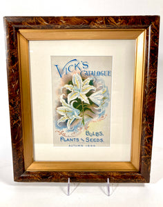 1899 Framed VICK'S SEED CATALOG Cover/ Lithograph, Flowers, Plants