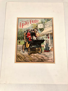 1890's Original UP TO DATE Color Lithograph, Victorian Carriage Ride