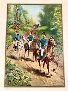 1899 Antique Matted US ARMY GENERAL, STAFF OFFICERS 1812, Werner Company