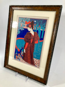 1897 Framed Art Nouveau, LA FEMME AU PAON, Louis Rhead, L'Estampe Moderne