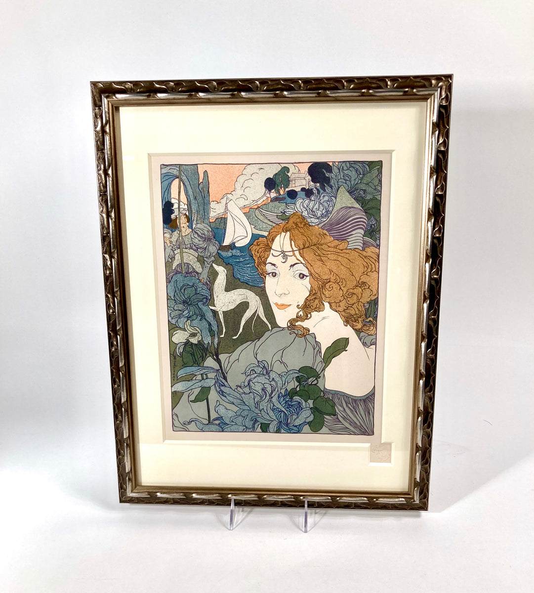 1897 Antique Framed RETOUR Lithograph, Georges de Feure, Art Nouveau ...