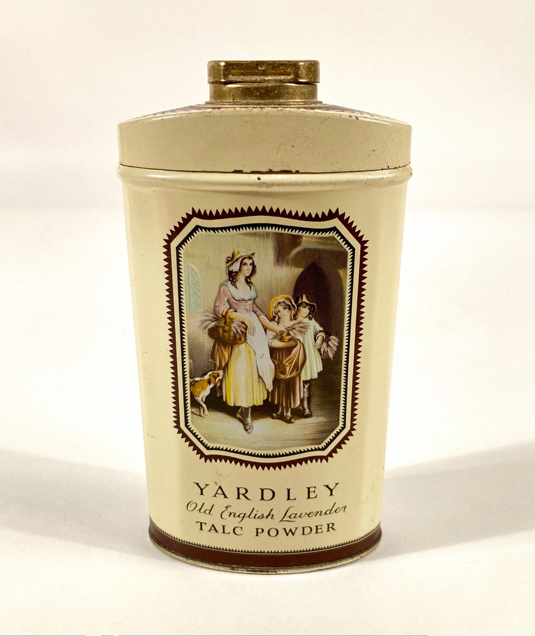 Antique Yardley Old English Lavender Talcum Powder Tin, Partially Full